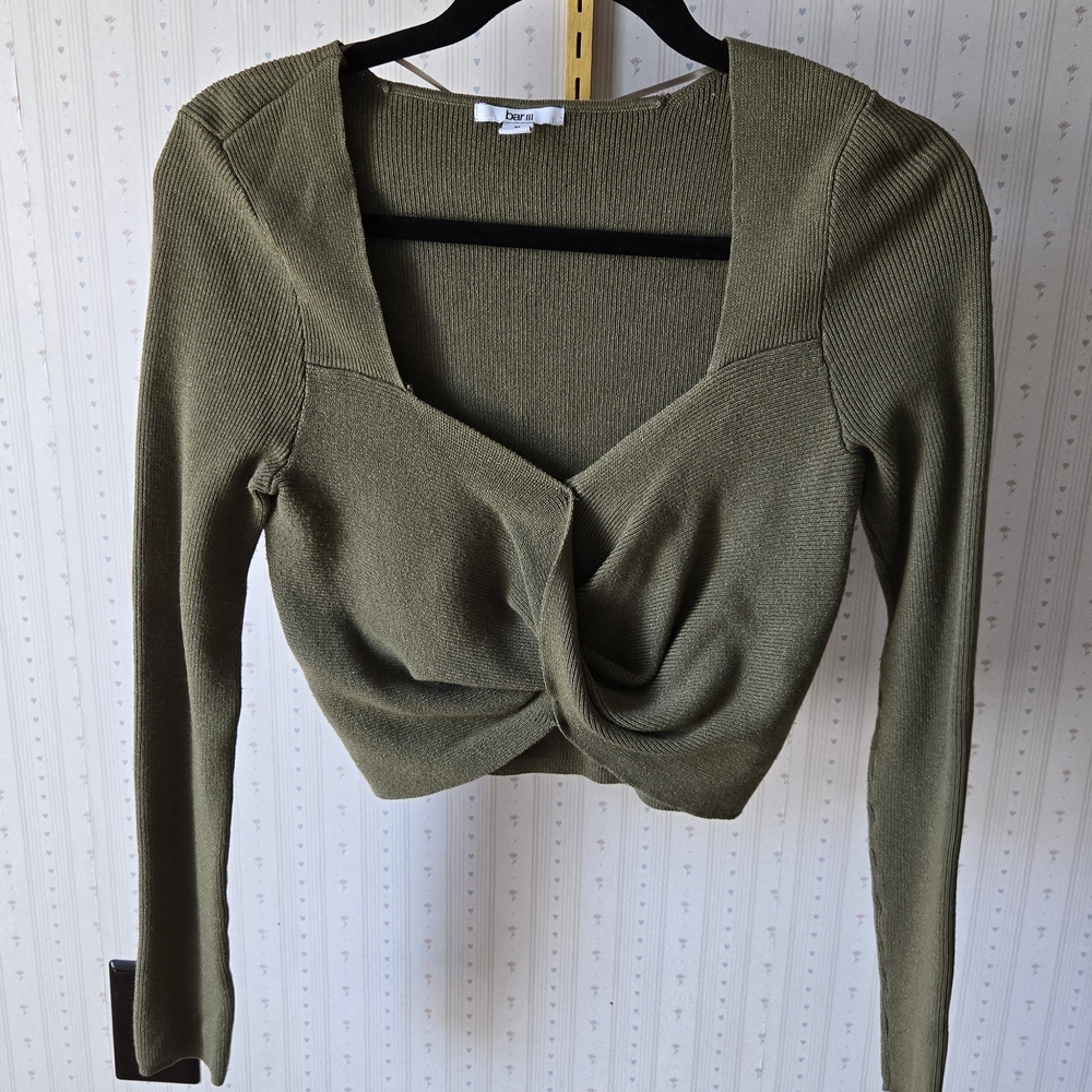 Bar III Olive Twist Front Blouse